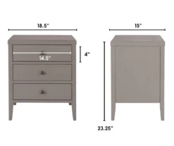 Gray Finley Wood 3-Drawer Nightstand -Best Furniture Store 810513522 7