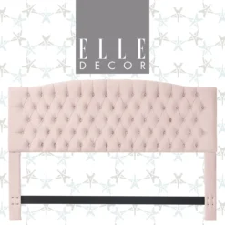 French Blush Pink Celeste Upholstered King Headboard 11 French Blush Pink Celeste Upholstered King Headboard -Best Furniture Store 810513528