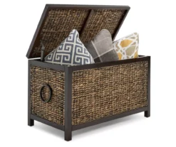 Rustic Black Wicker Storage Trunk -Best Furniture Store 810513555 5