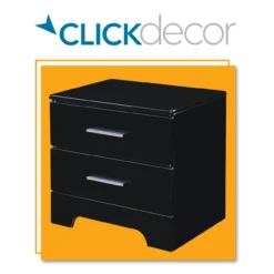 Black Hudson 2-Drawer Wood Nightstand -Best Furniture Store 810513557