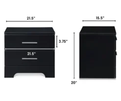 Black Hudson 2-Drawer Wood Nightstand -Best Furniture Store 810513557 4