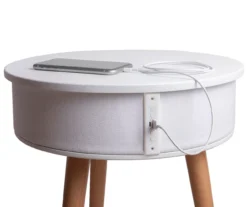 White End Table With Bluetooth Speaker & USB Port 5 White End Table With Bluetooth Speaker & USB Port -Best Furniture Store 810513610 2