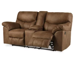 Boxberg Bark Faux Leather Reclining Console Loveseat -Best Furniture Store 810519667 1
