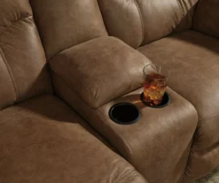 Boxberg Bark Faux Leather Reclining Console Loveseat -Best Furniture Store 810519667 3