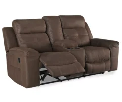 Jesolo Coffee Brown Reclining Console Loveseat -Best Furniture Store 810519673 1