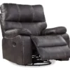 New Albany Dark Graphite Leather Look Micro Suede Swivel Reclining Glider