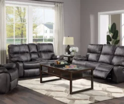 New Albany Dark Graphite Leather Look Micro Suede Swivel Reclining Glider -Best Furniture Store 810519941 10
