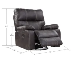 New Albany Dark Graphite Leather Look Micro Suede Swivel Reclining Glider -Best Furniture Store 810519941 4