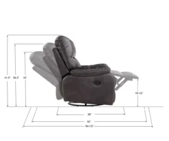 New Albany Dark Graphite Leather Look Micro Suede Swivel Reclining Glider -Best Furniture Store 810519941 5