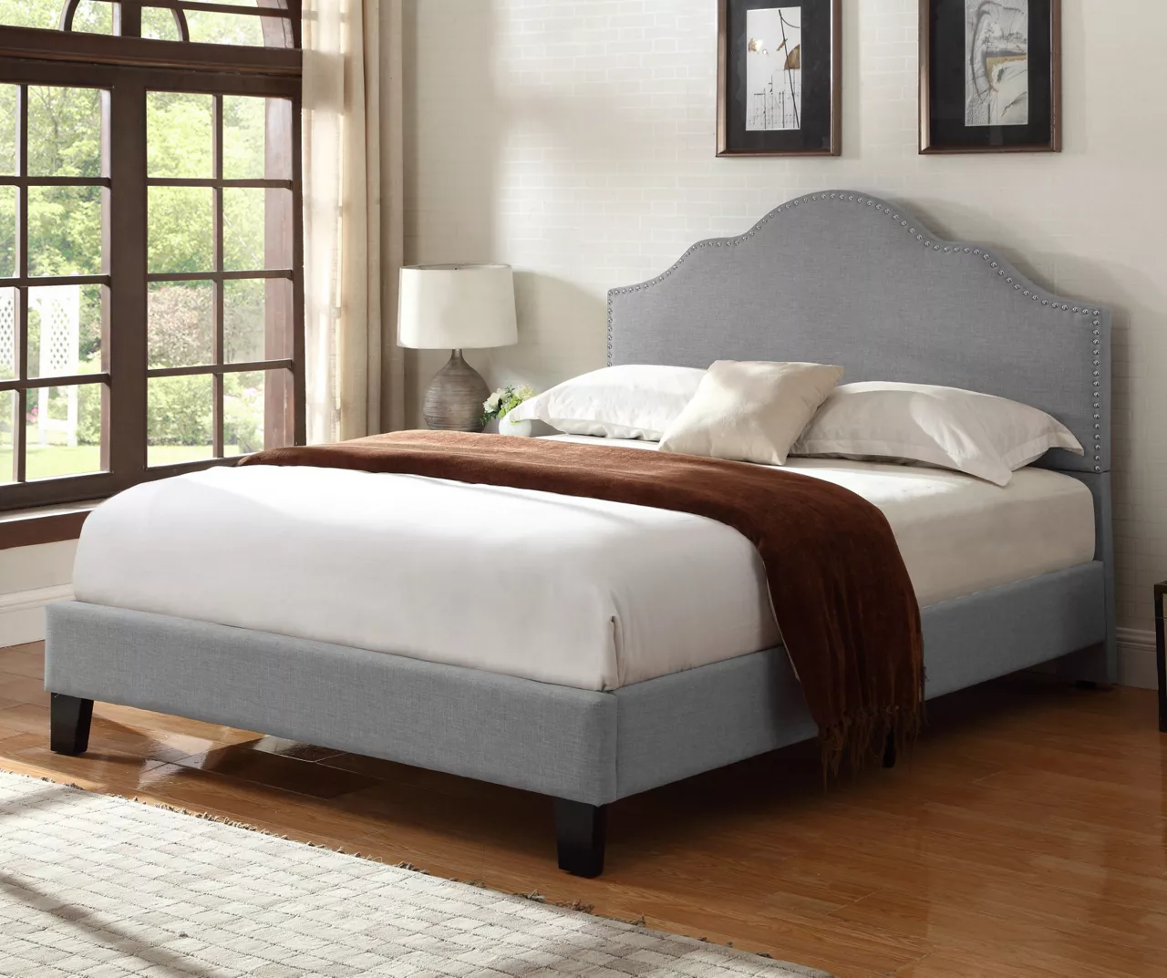 Lombard Light Gray Full Upholstered Bed 4 Lombard Light Gray Full Upholstered Bed - Image 4