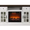 60" Brown & White Glass Door Fireplace Console