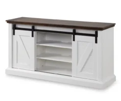 60" Dark Brown & White Barn Door TV Stand -Best Furniture Store 810523487 3