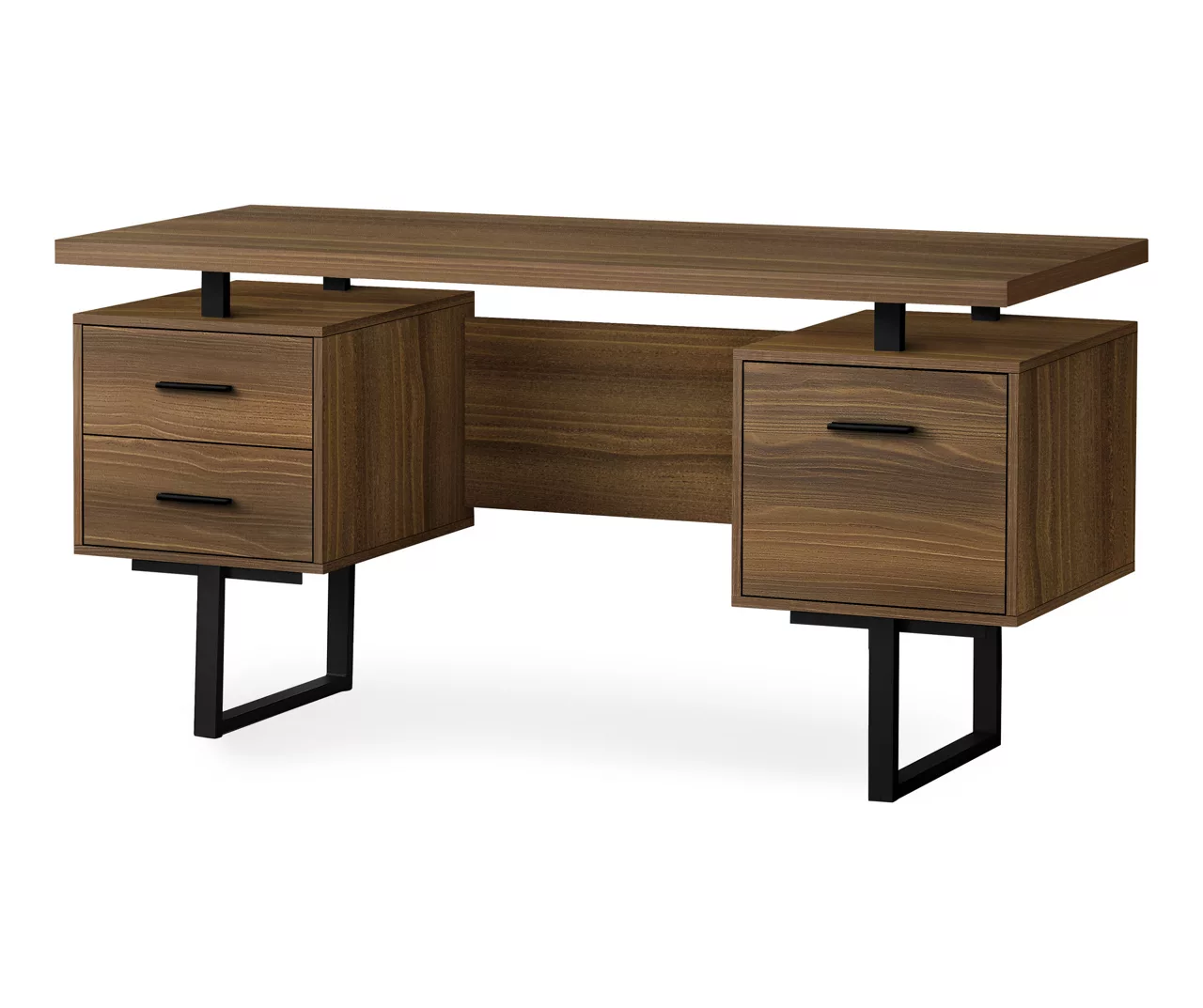 60" Walnut Woodgrain & Black Floating Desk 1 60" Walnut Woodgrain & Black Floating Desk