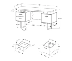 60" Walnut Woodgrain & Black Floating Desk 9 60" Walnut Woodgrain & Black Floating Desk -Best Furniture Store 810527324 5