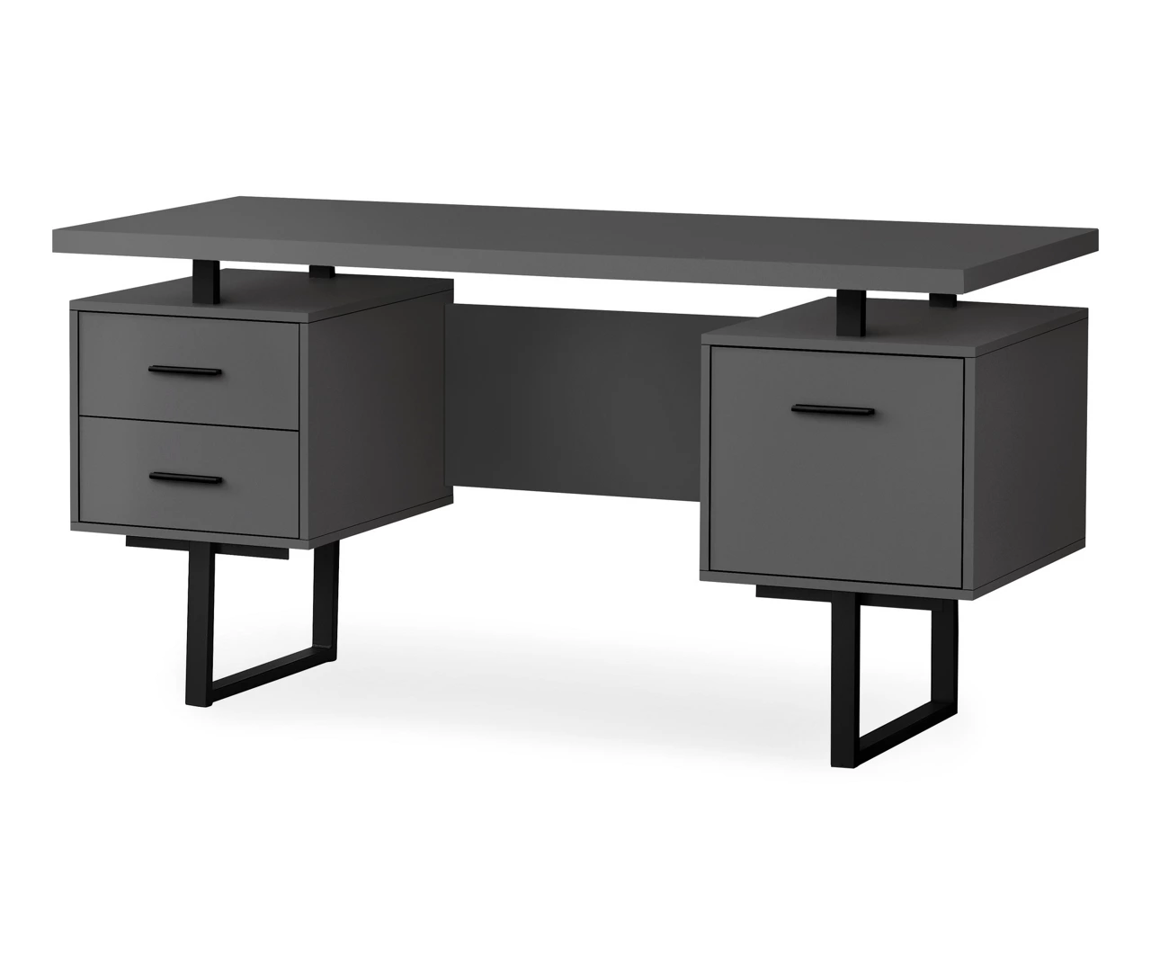 60" Gray & Black Floating Desk 1 60" Gray & Black Floating Desk