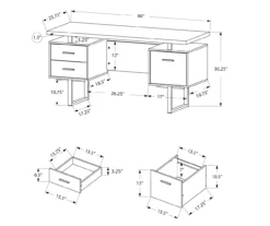 60" Concrete Gray & White Floating Desk -Best Furniture Store 810527330 5