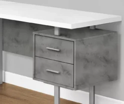 Faux Concrete & White 3-Drawer L-Shaped Corner Desk -Best Furniture Store 810527349 3