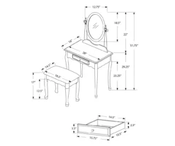 Antique White 2-Piece Mirror Vanity Set -Best Furniture Store 810527351 6