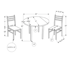 Dark Taupe & Black Metal 3-Piece Dining Set -Best Furniture Store 810527363 5