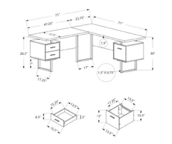White & Black 3-Drawer L-Shaped Corner Desk -Best Furniture Store 810527374 5