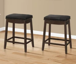 Tufted Nailhead Backless Bar Stools, 2-Pack