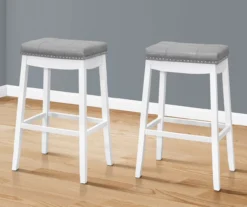 Tufted Nailhead Backless Bar Stools, 2-Pack 19 Tufted Nailhead Backless Bar Stools, 2-Pack -Best Furniture Store 810533442 1