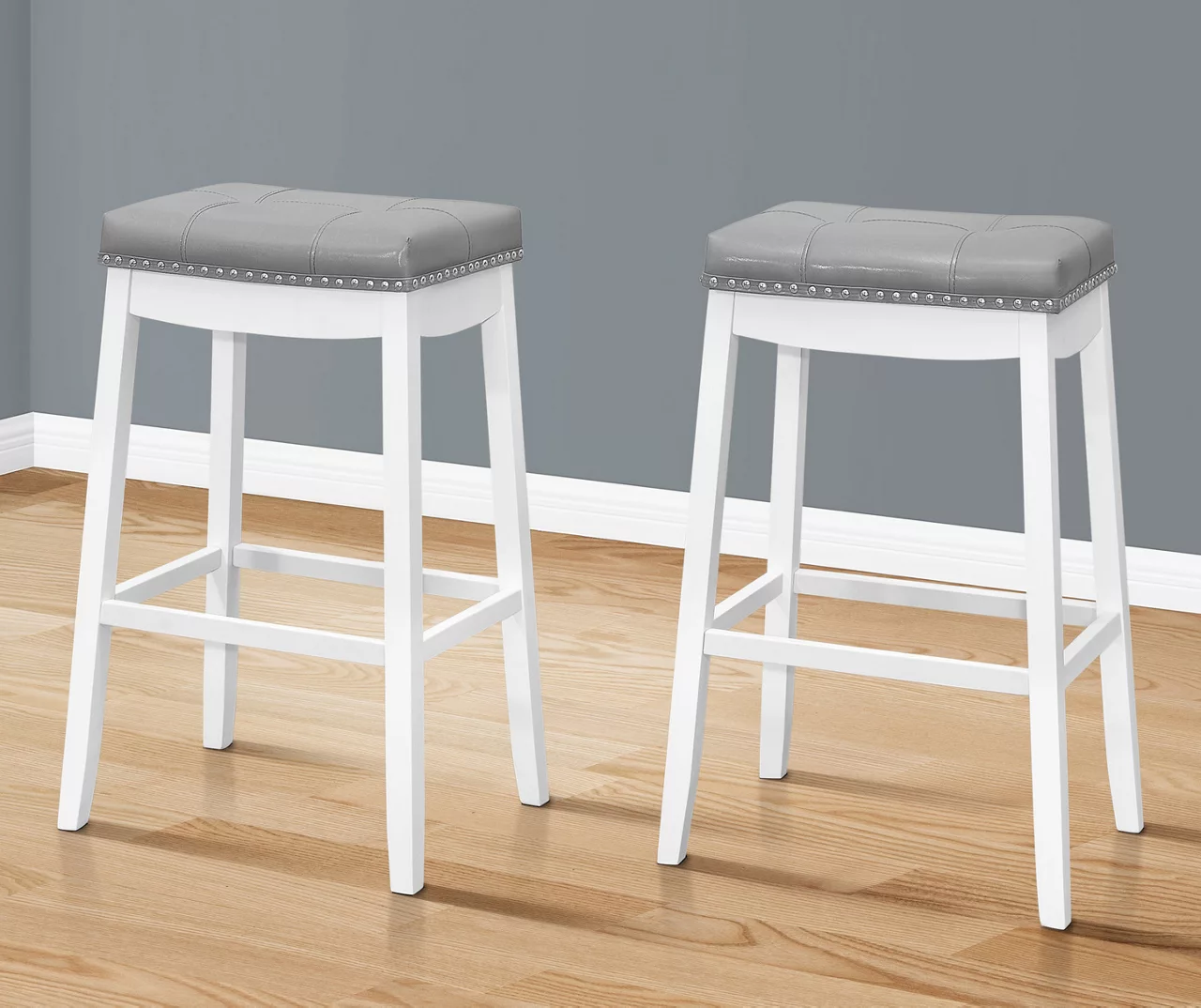 Tufted Nailhead Backless Bar Stools, 2-Pack 4 Tufted Nailhead Backless Bar Stools, 2-Pack - Image 4