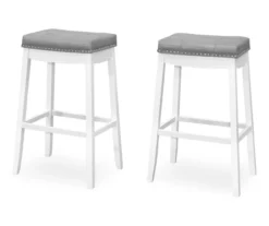 Tufted Nailhead Backless Bar Stools, 2-Pack 29 Tufted Nailhead Backless Bar Stools, 2-Pack -Best Furniture Store 810533442 2