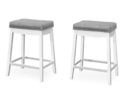 Tufted Nailhead Backless Bar Stools, 2-Pack 23 Tufted Nailhead Backless Bar Stools, 2-Pack -Best Furniture Store 810533443 2