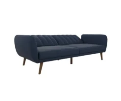 Brittany Navy Blue Linen Convertible Sleeper Futon -Best Furniture Store 810535269 5