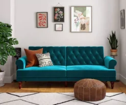 Cassidy Green Velvet Convertible Sleeper Futon -Best Furniture Store 810535627 3