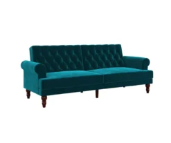 Cassidy Green Velvet Convertible Sleeper Futon -Best Furniture Store 810535627 4