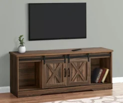 60" Reclaimed Brown Wood Look Sliding Barn Door TV Stand -Best Furniture Store 810535764 1