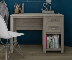 Sierra Ridge Levi Light Walnut Pedestal Desk -Best Furniture Store 810538117 2