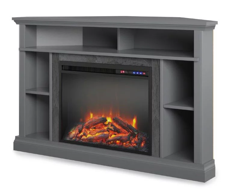 Flaxton Graphite Gray Electric Corner Fireplace Console 1 Flaxton Graphite Gray Electric Corner Fireplace Console
