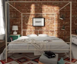 Marion White Metal King Canopy Bed -Best Furniture Store 810538376 2