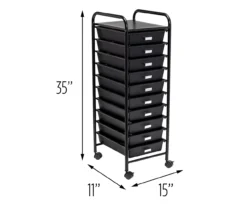Black Metal 10-Drawer Rolling Storage Cart -Best Furniture Store 810539916 5