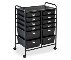 Black Metal 12-Drawer Rolling Storage Cart -Best Furniture Store 810539917 3
