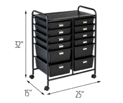Black Metal 12-Drawer Rolling Storage Cart -Best Furniture Store 810539917 5