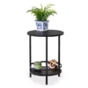 Black Round 2-Tier Side Table