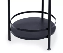 Black Round 2-Tier Side Table -Best Furniture Store 810539922 4