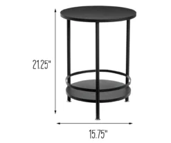 Black Round 2-Tier Side Table -Best Furniture Store 810539922 5