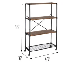 Rustic Black 4-Tier Industrial Rolling Bookshelf -Best Furniture Store 810539937 6