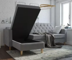 CosmoLiving Liberty Gray Chenille Sectional Storage Futon -Best Furniture Store 810541025 2