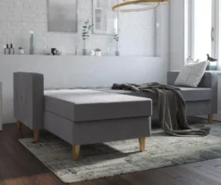 CosmoLiving Liberty Gray Chenille Sectional Storage Futon -Best Furniture Store 810541025 3