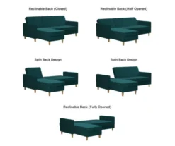 CosmoLiving Liberty Green Velvet Sectional Storage Futon -Best Furniture Store 810541026 6