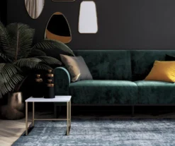 CosmoLiving Adley Teal Velvet Coil Convertible Sleeper Futon -Best Furniture Store 810541038 4