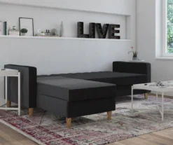 CosmoLiving Liberty Black Velvet Sectional Storage Futon -Best Furniture Store 810541040 3