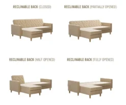 CosmoLiving Liberty Ivory Velvet Sectional Storage Futon -Best Furniture Store 810541041 6