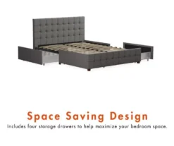 CosmoLiving Elizabeth Gray Linen Storage Bed -Best Furniture Store 810541043 5